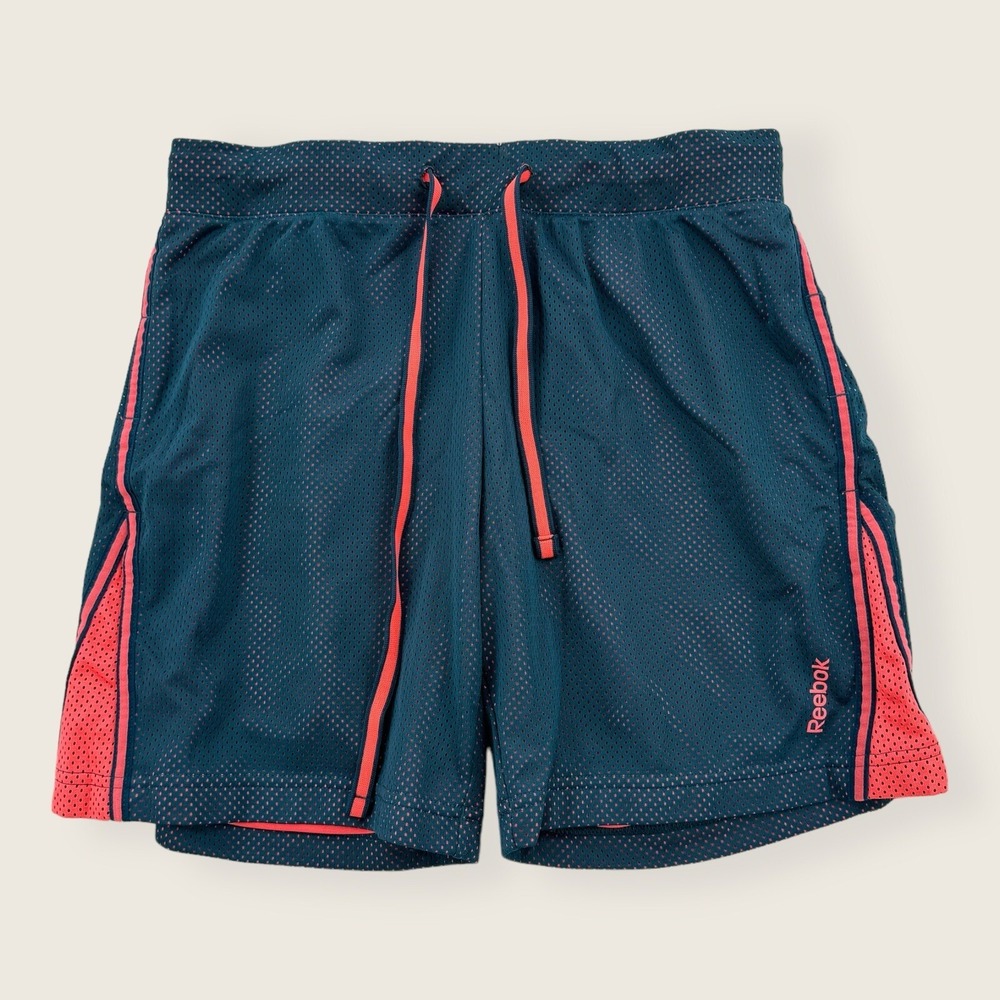 Reebok Shorts Womens Small Active Navy Stretch Logo Drawstring Lined Elastic